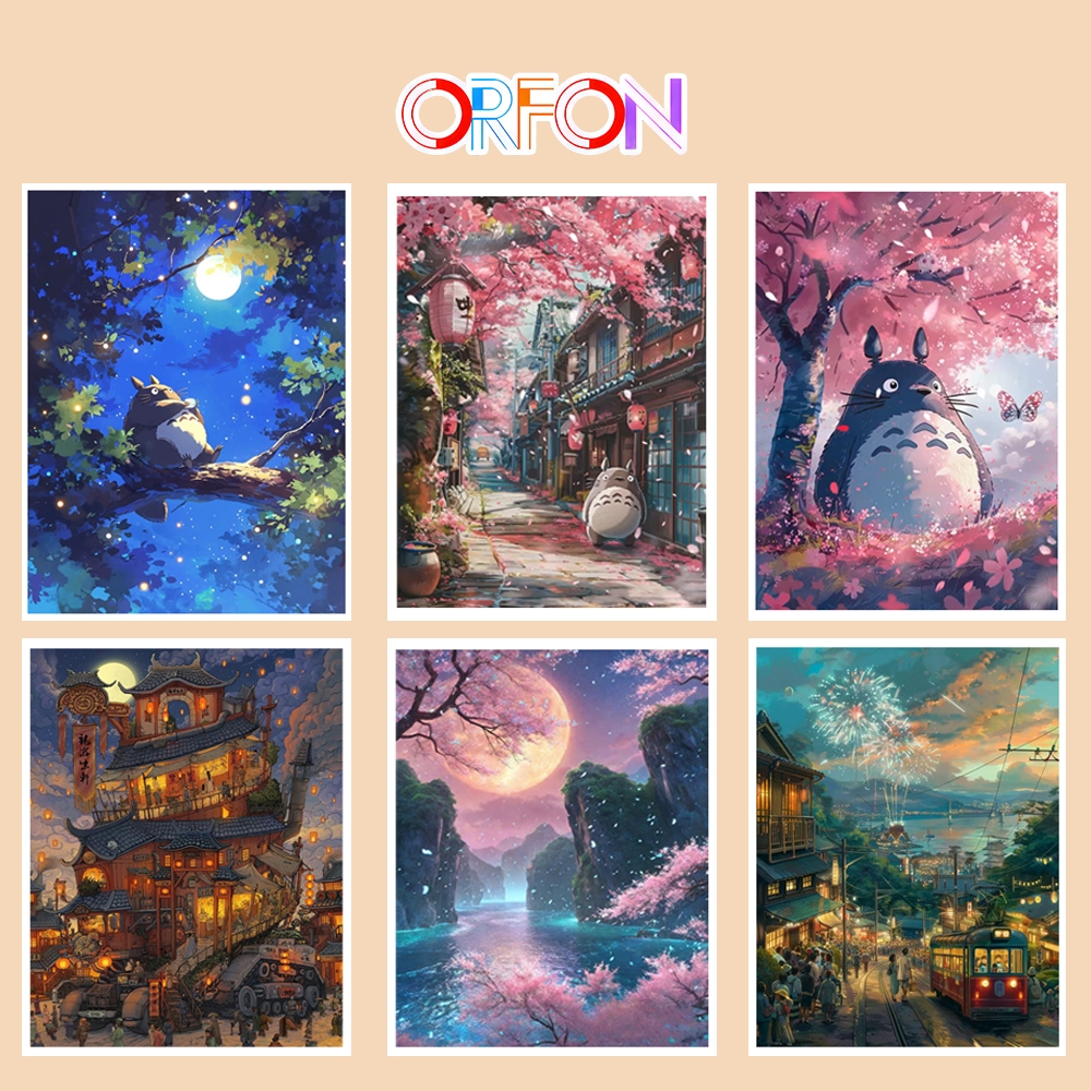 【ORFON】20×30cm with frame Painting By Number/Totoro/Romantic scenery ...
