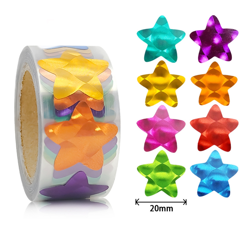 300pcs/roll Colorful Laser Gold Foil Self-adhesive Star Stickers Reward ...