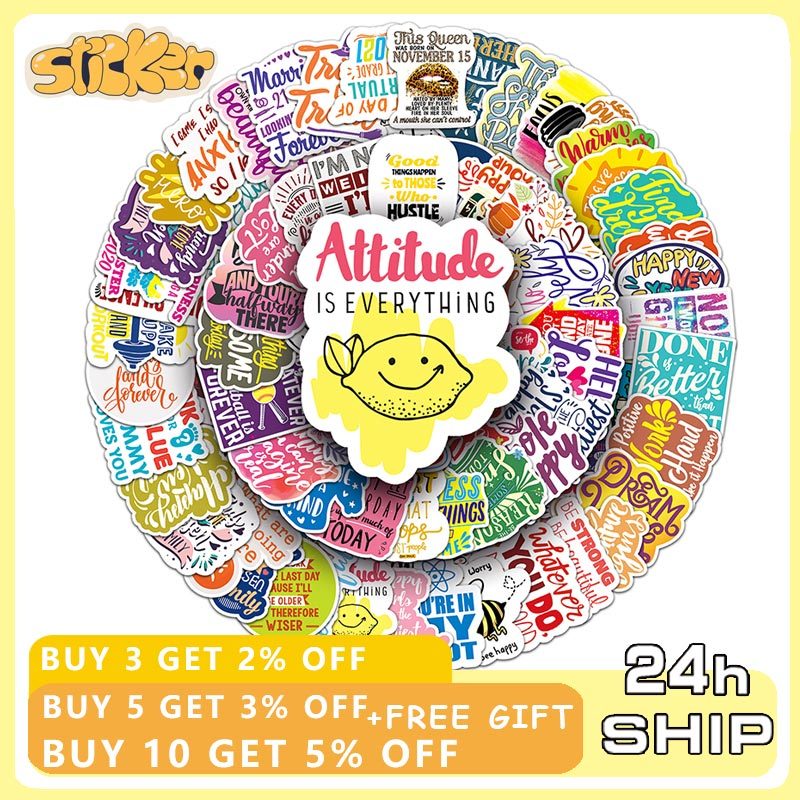 100PCS Inspirational Stickers Motivational Phrases Life Quotes Decals ...