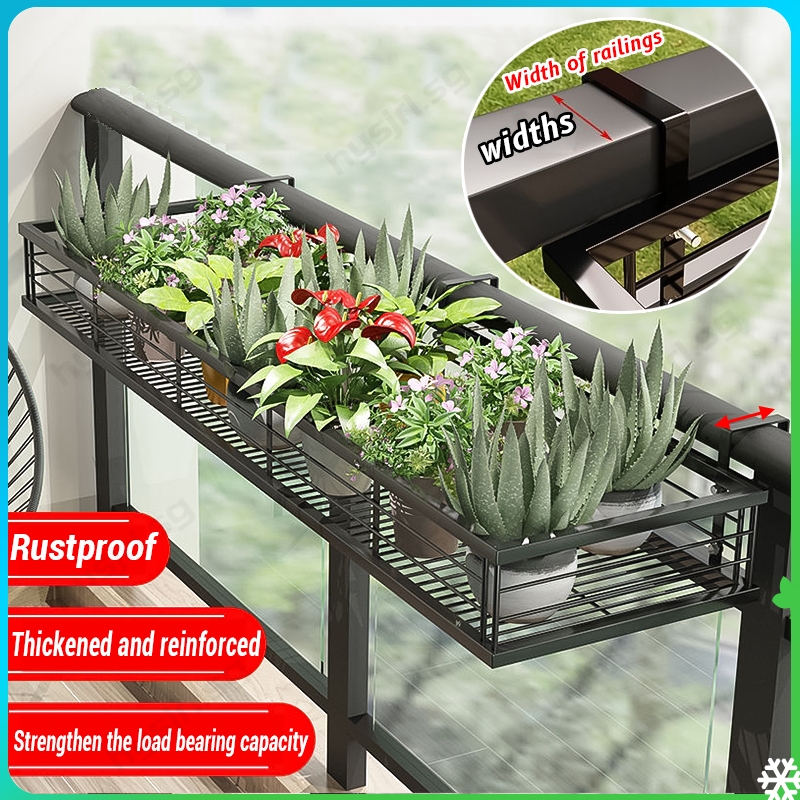 Balcony Flower Rack Hanging Guardrail Flower Pot Plant Hanging Rack ...