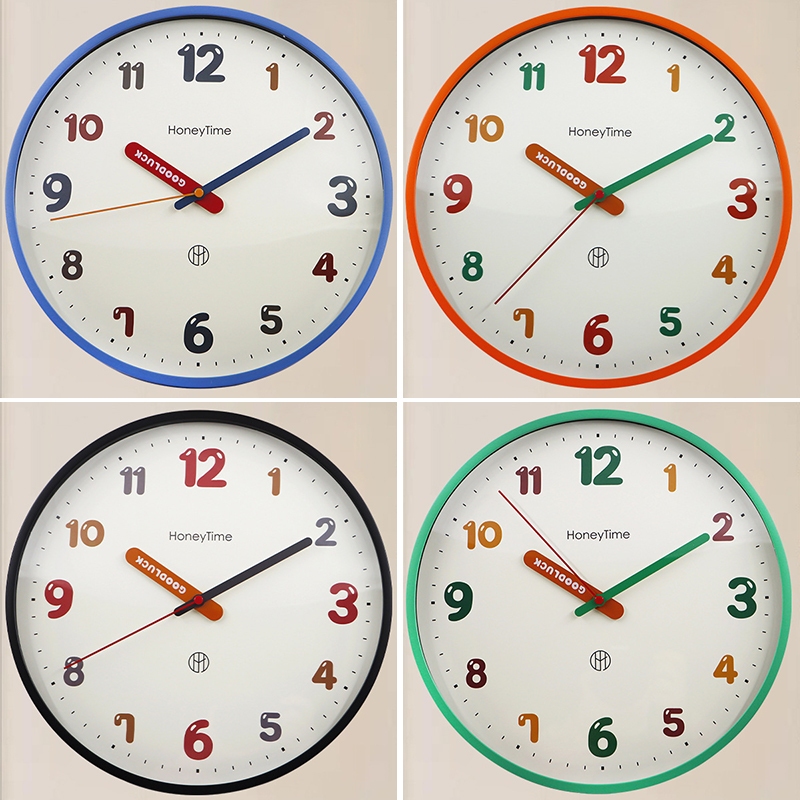 10/12 Inch Color Digital Silent Round Wall Clock Silent Kids Wall Clock ...