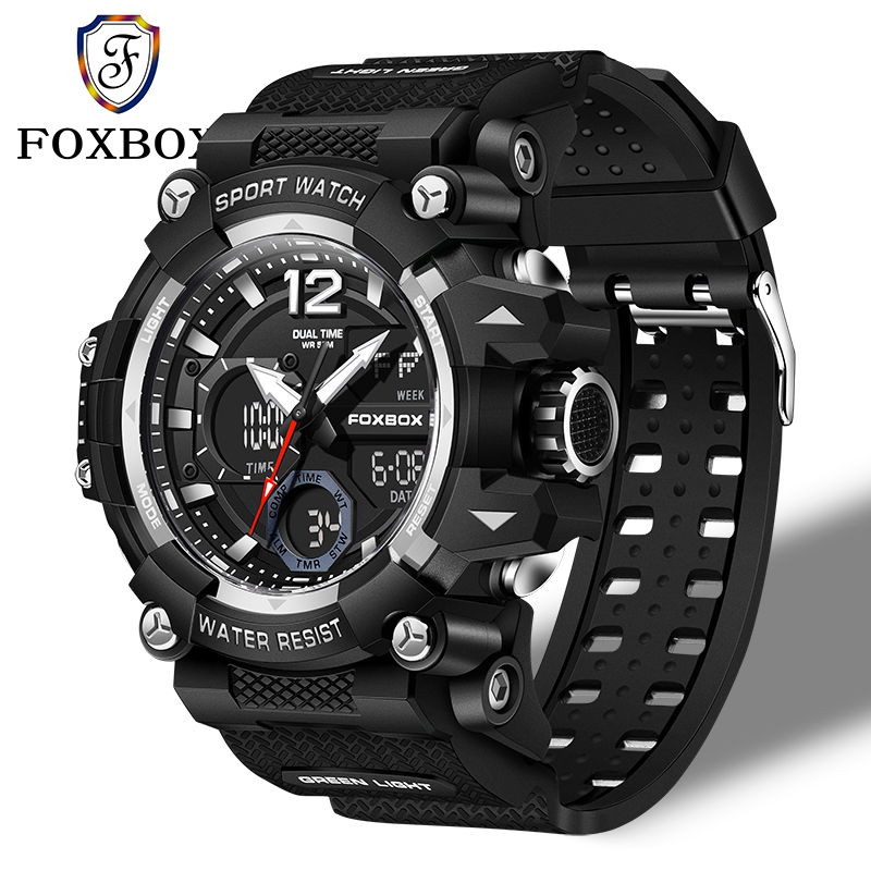 FOXBOX Original LIGE Analog Digital Men's Watch Silicone Strap ...