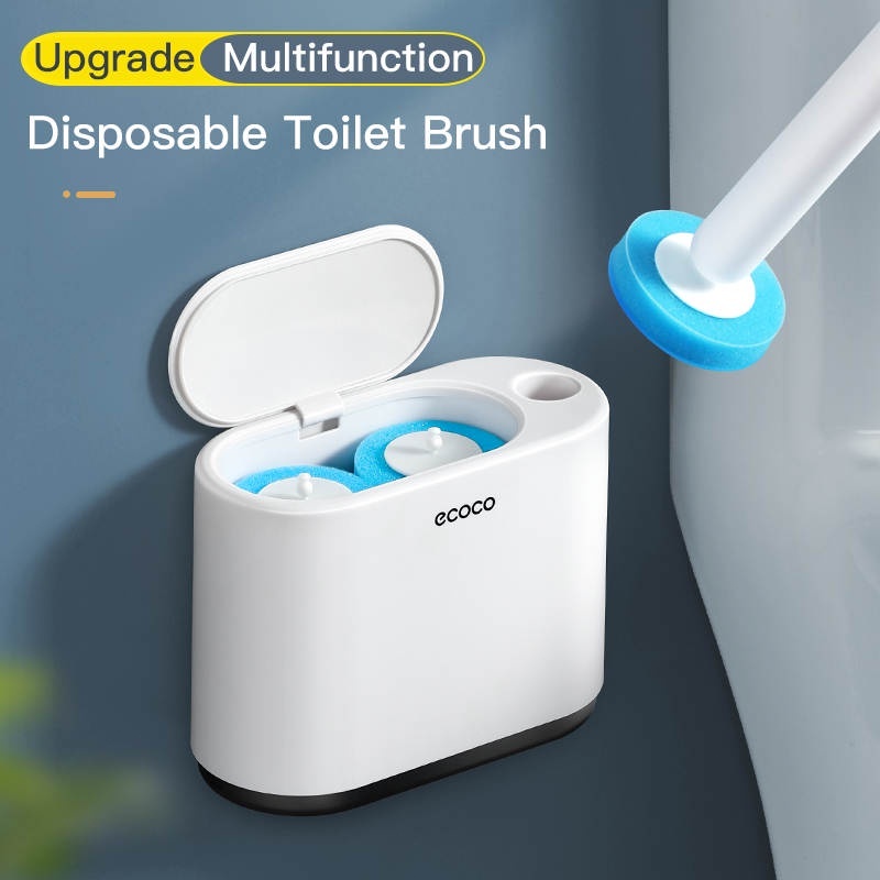 ECOCO Wall-mounted Disposable Toilet Brush Set 360 No-Dead Corner ...