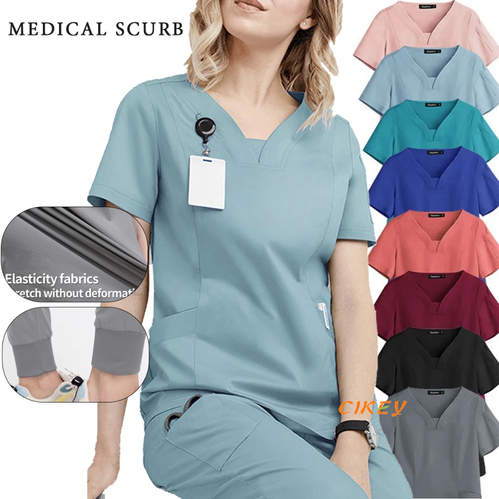 【🇸🇬READY STOCK】Stretch Medical Uniforms Scrubs Suit Surgical Gowns ...