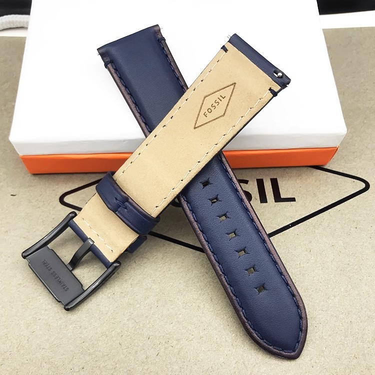 Fossil FOSSIL Strap Genuine Leather Dark Blue 22MM Universal Strap Suitable for FS5061FS5237 Watch Accessories Shopee Singapore