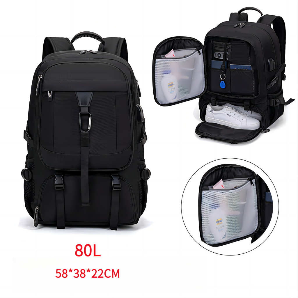 17 inch laptop backpack singapore Luka in Matte Black Multiple compartments enable easy access for airport security convenience Luka 17 inch Laptop Backpack-