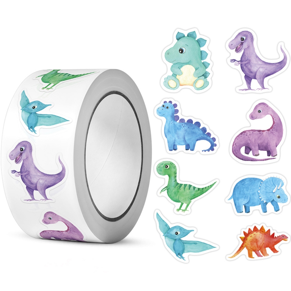 500pcs/roll Dinosaur Animal Anomaly Shaped Sticker Decoration Gift Box ...