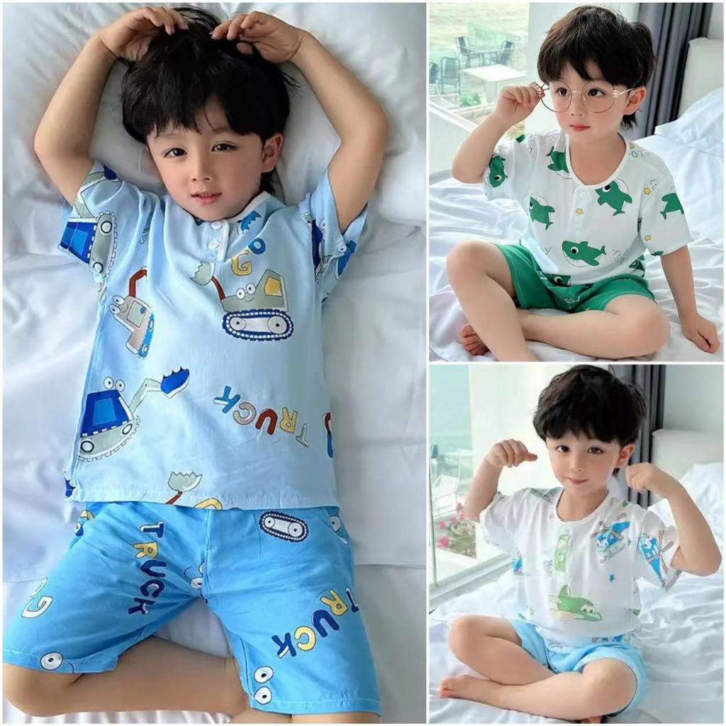 Children Cotton Pajamas Clothing Set For Boys Tops Short Pants Shorts Sleepwear Cotton Kids Pyjamas