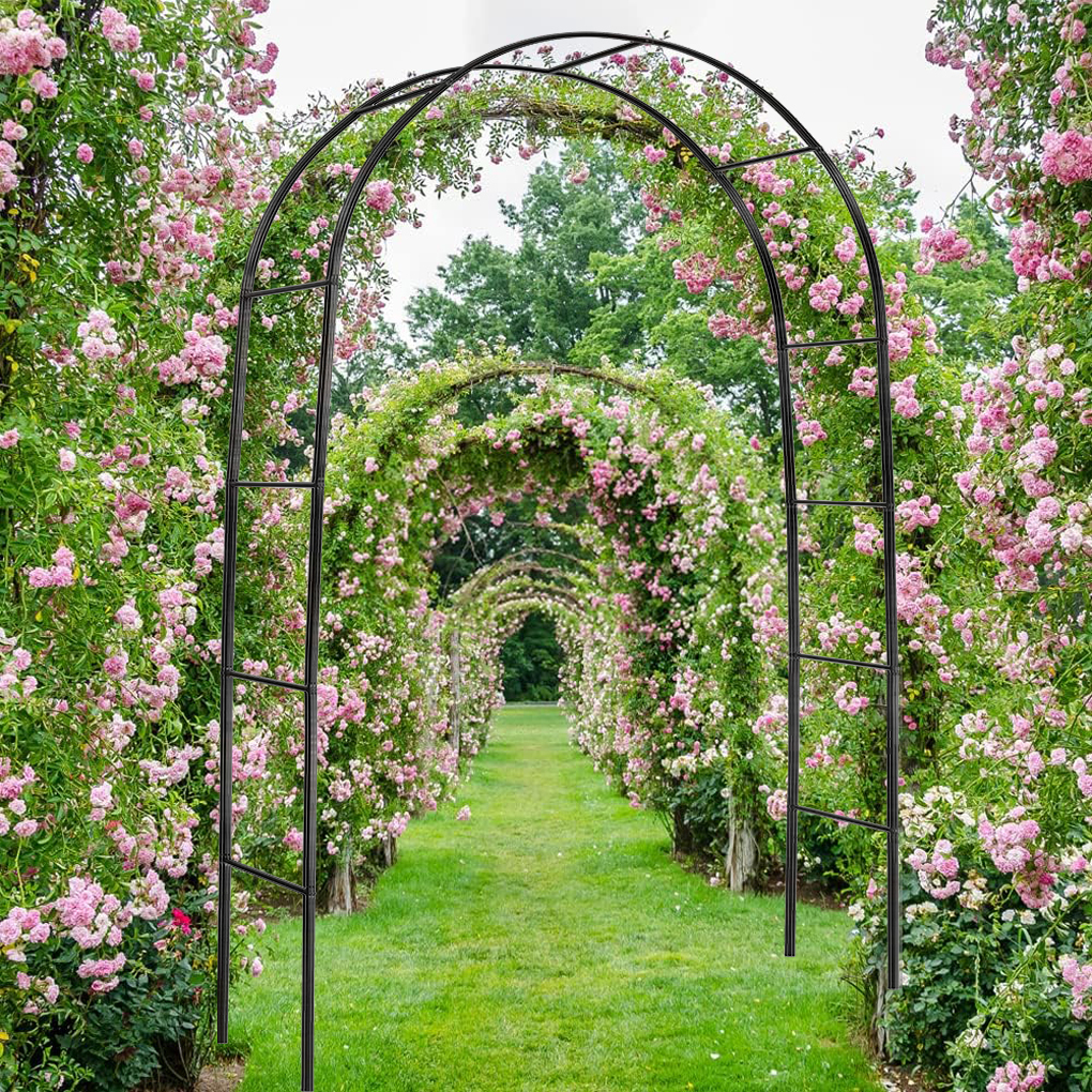 UNHO Heavy Duty Metal Garden Arch Rose Archway Pergola Arbour Climbing ...