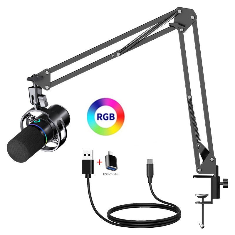 Fifine AM8 WM8 USB/XLR Podcast Microphone Kit With Boom Arm RGB