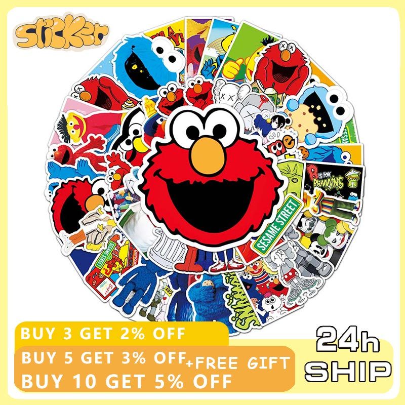 50pcs Sesame Street Stickers Furniture Wall Desk DIY Chair Toy Car ...