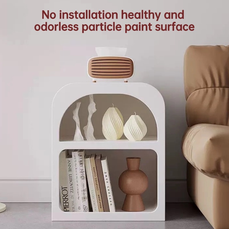 Nordic style creative bedside table simple modern bedroom white shelf ...