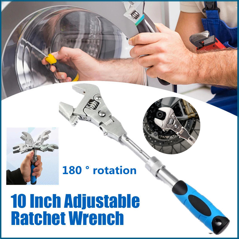 10 Inch Adjustable Wrench, Multifunction Adjustable Ratchet Can Rotate ...