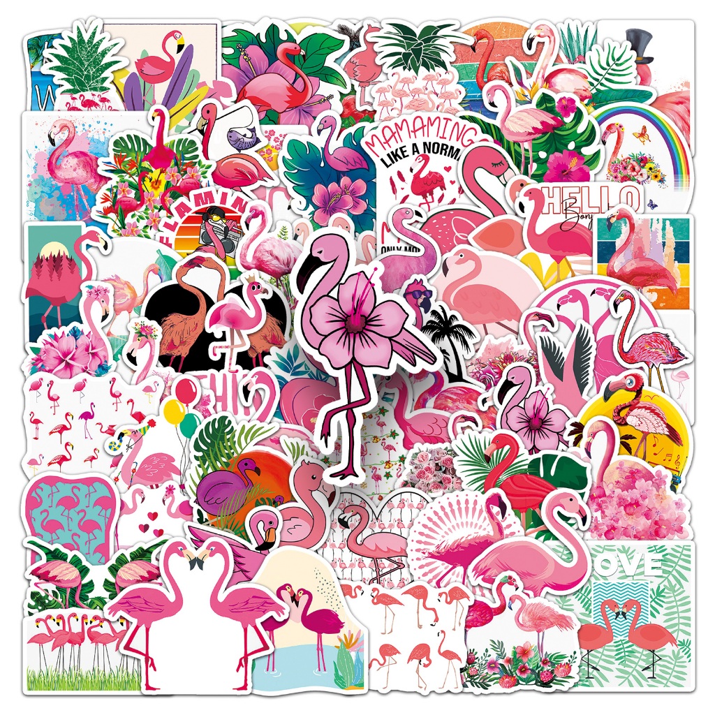 100Piece Funny Pink Flamingo Stickers DIY For Phones Laptop Car Sticker ...