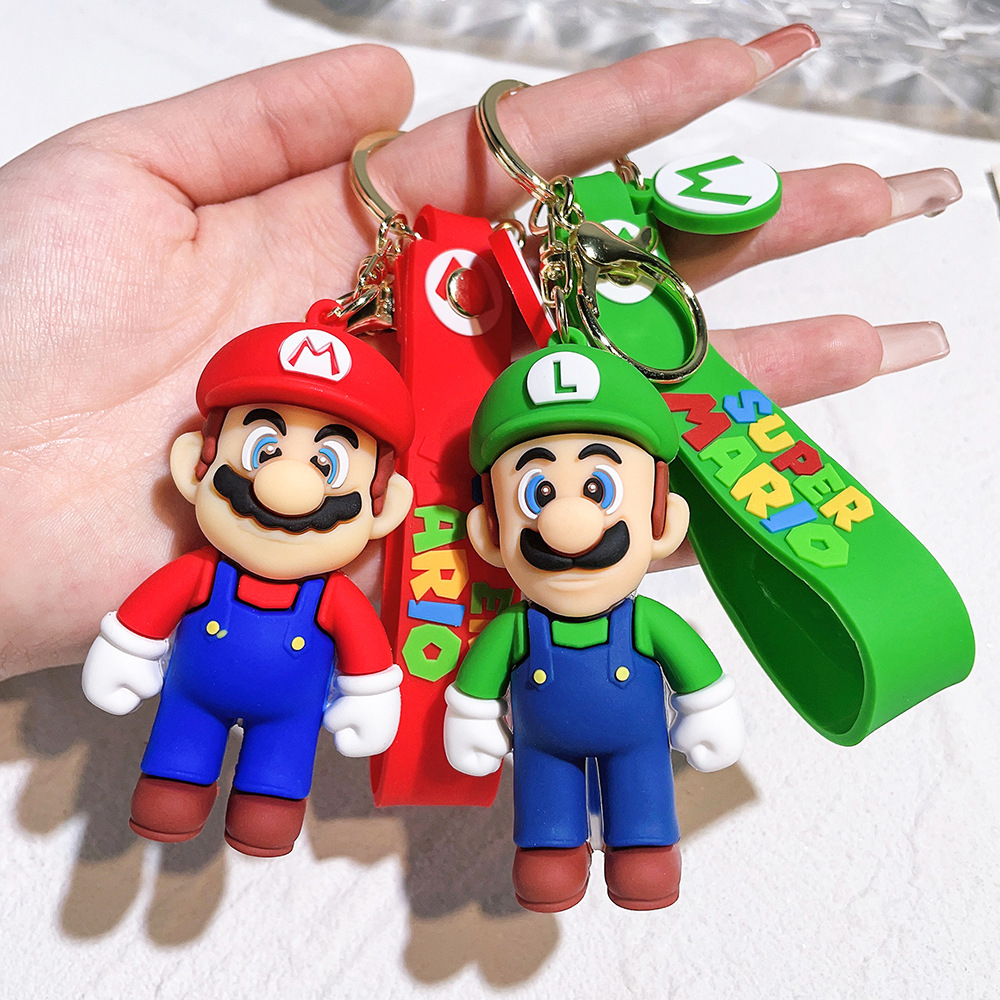 Super Mario Bros Keychain Cartoon Game Mario Figure Key Chain Bag ...