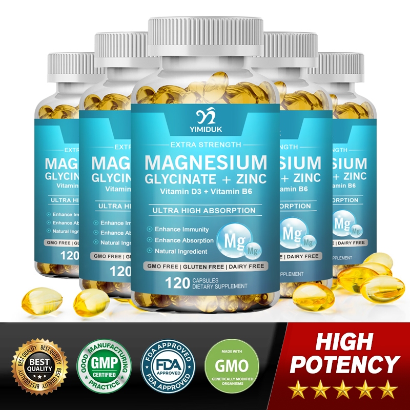 Magnesium Glycinate 500mg With Zinc,D3 Improved Sleep, Stress , Anxiety Relief E - Foto 5