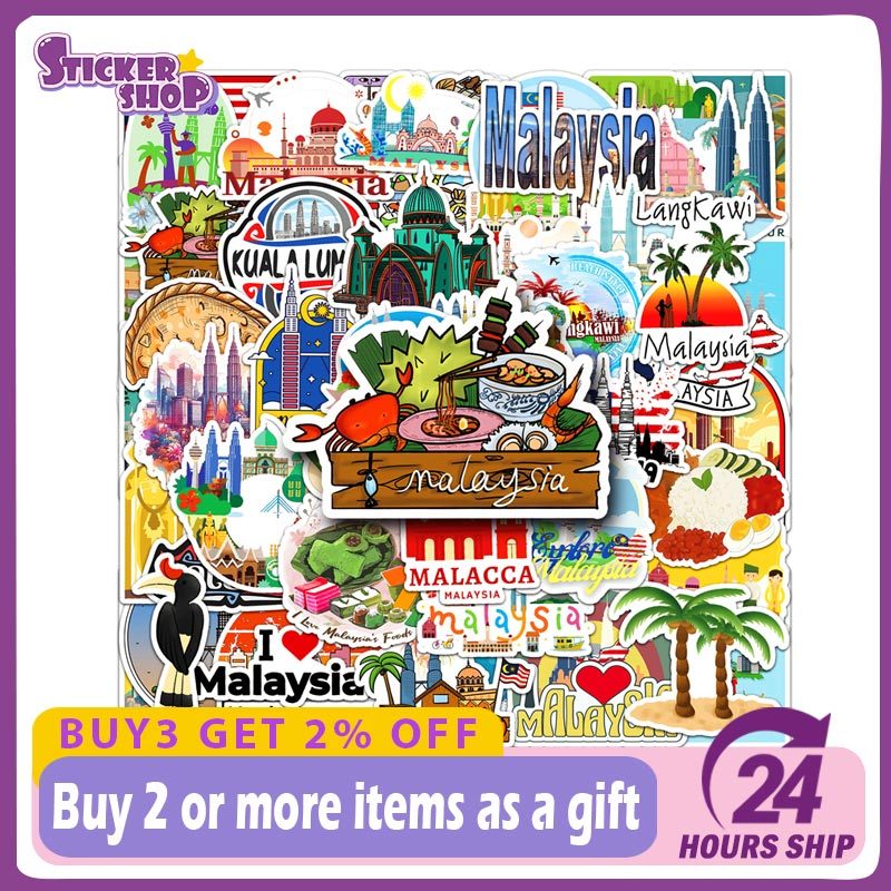 50pcs Malaysia Scenery Stickers Malacca Langkawi Kuala Lumpur Graffiti ...