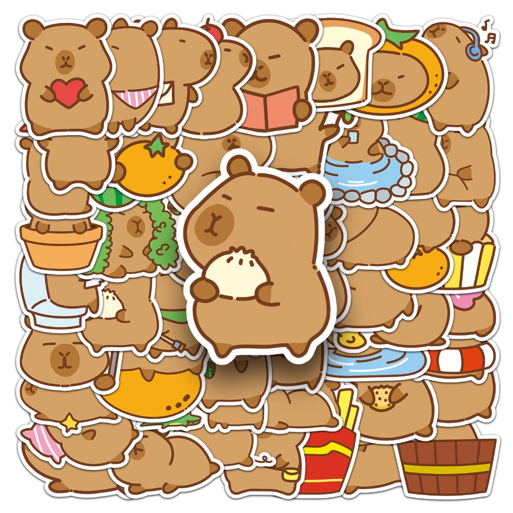 Cute 50 Piece Funny Q Capybara Stickers Waterproof DIY For Phones ...