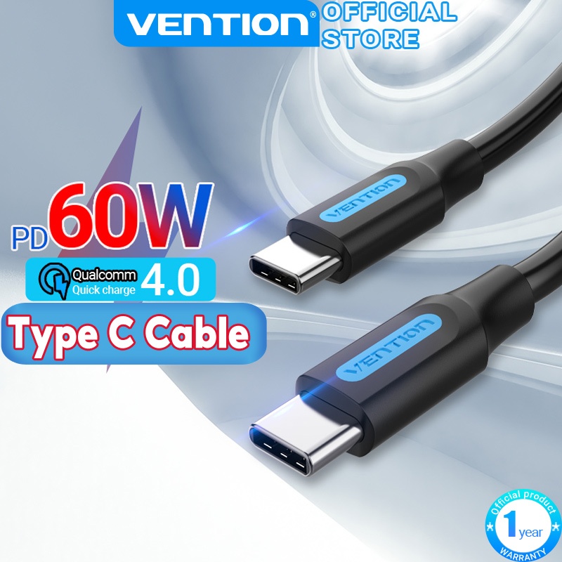 Vention Pd 60w Usb C Cable 3a High Speed 480mbps Type C Cable Qc4 0 Fast Charge Data For Samsung