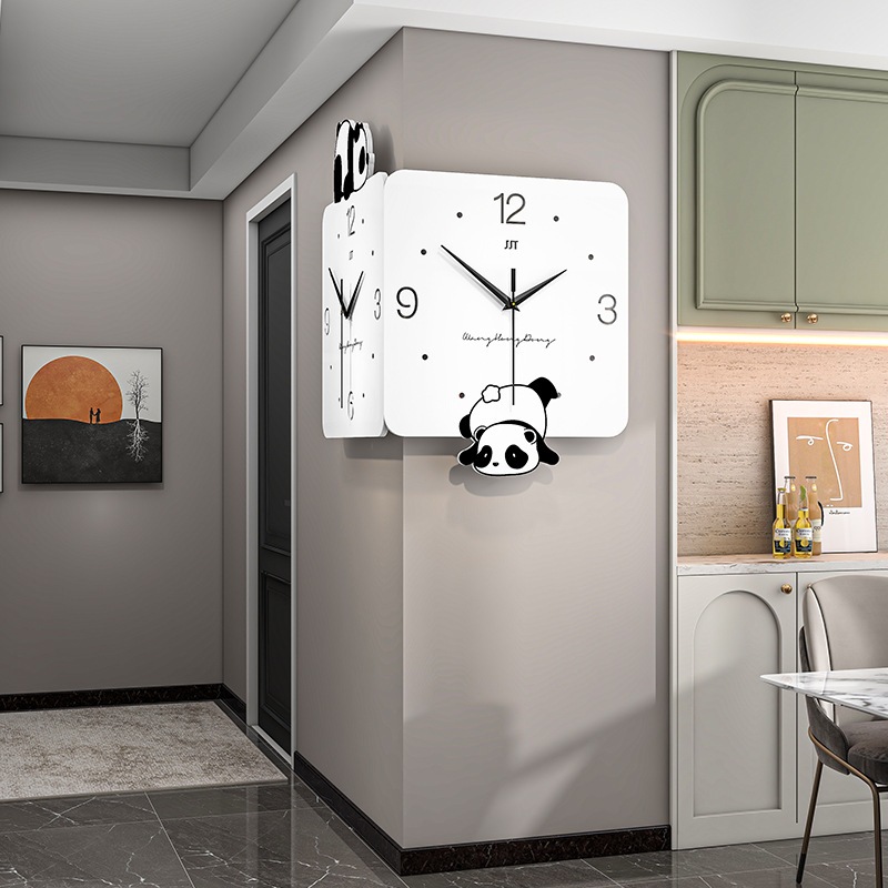 Silent Square Double Sided Wall Clock For Living Room Decor, Battery ...