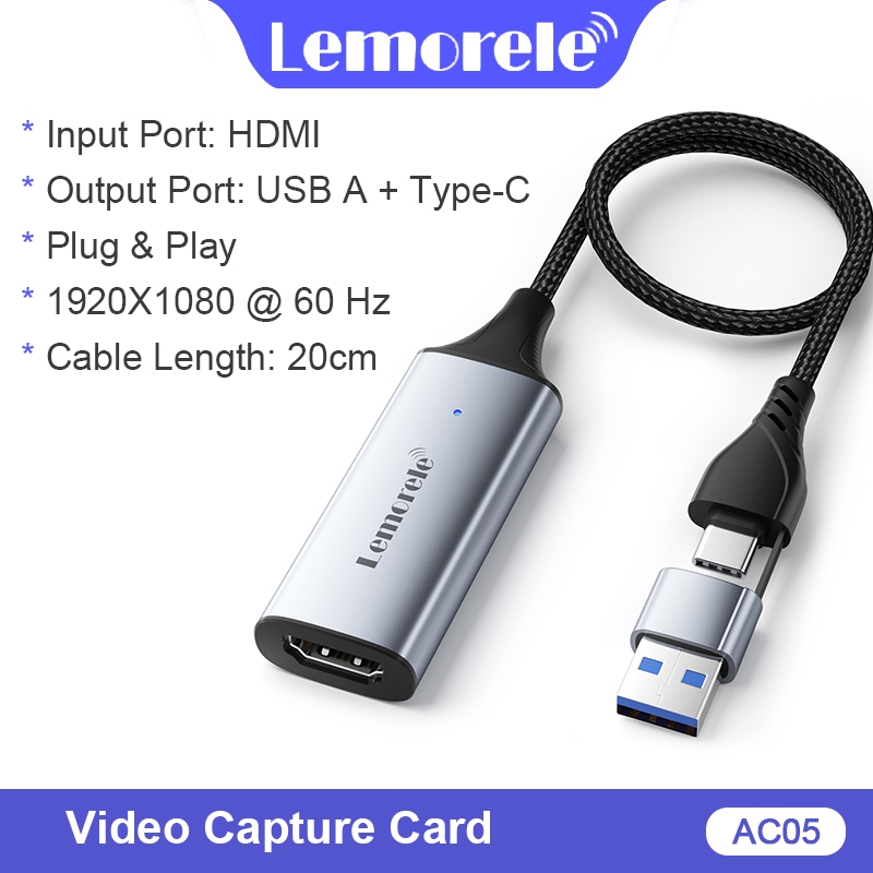 Lemorele Video Capture Card Nintendo Switch Dock Usb C Game