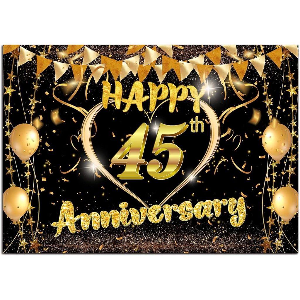 7x5ft Happy 45th Anniversary Photography Backdrop Happy Anniversary 45 ...