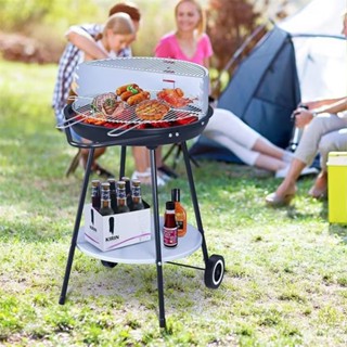 Portable Charcoal Grill Folding Camping Grills BBQ Grill for Hibachi Skewers with Side Table Storage Shelf for Outdoor Backyard Camping Picnics