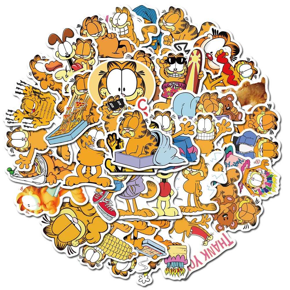 50 pcs Garfield The Cat Cartoon Waterproof Stickers for Luggage/Laptop ...