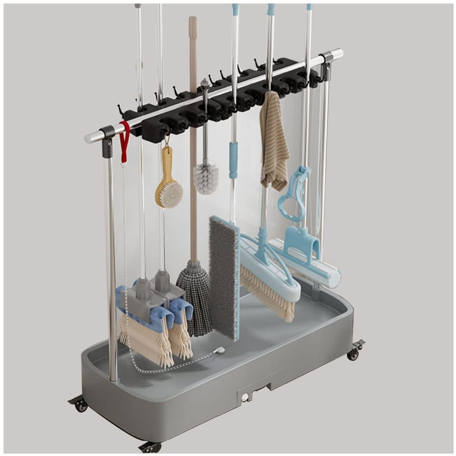 MOVABLE STAINLESS STEEL MOP RACK, HEAVY DUTY COMMERCIAL BROOM MOP ...