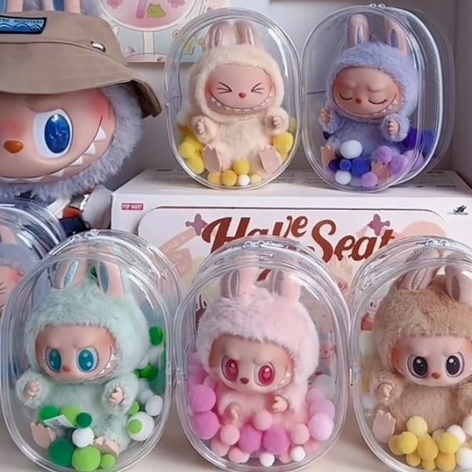 15cm Labubu V2 Organizer Box Plush Dolls Storage Pouch Keychain Bag ...