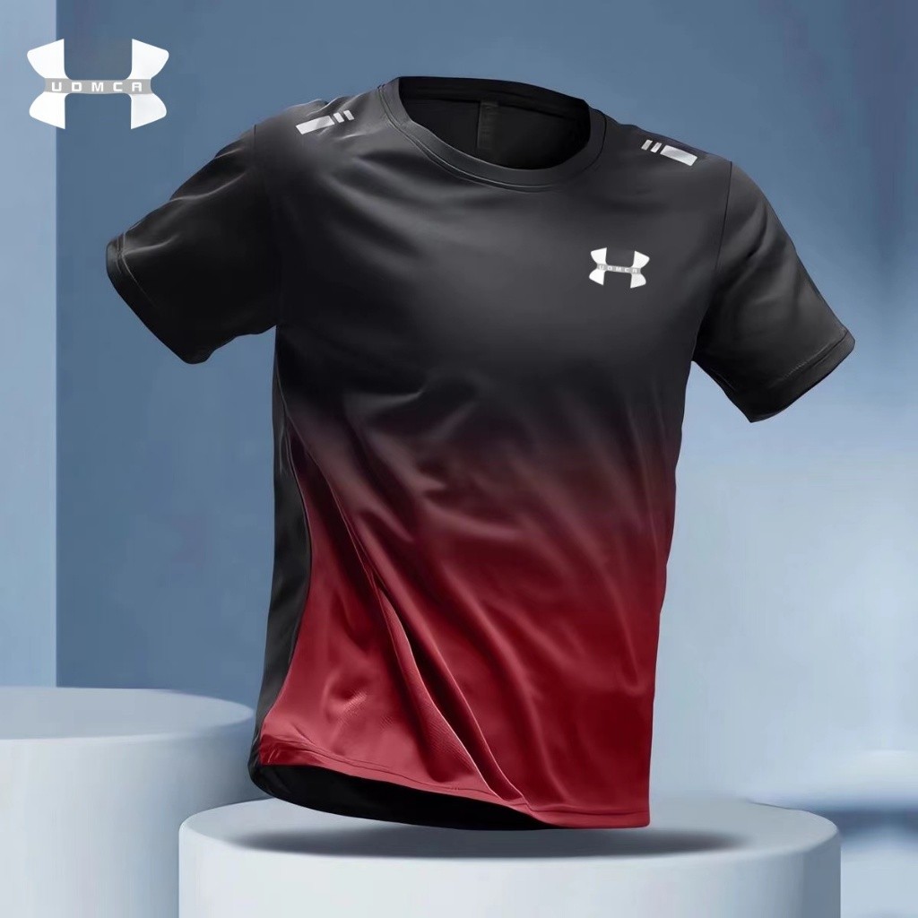 6 Colors Summer Men's Short-Sleeved T-Shirt Unisex Quick-Drying T-Shirt Sports T-Shirt Stretch Gradient Color Fitness Clothes Round Neck Pullover Casual