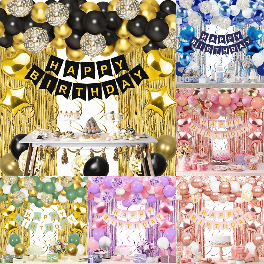 50 55pcs Black Gold Happy Birthday Decoration Set Happy Birthday Banner