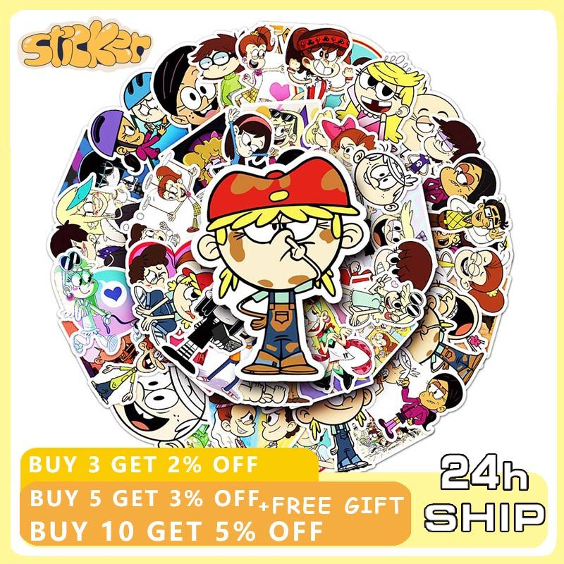 50pcs The Loud House Animated Sticker for DIY Guitar Suitcase ...