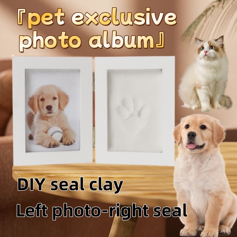 Pet Photo Frame Cat and Dog Paw Print Souvenir Set Cat and Dog ...