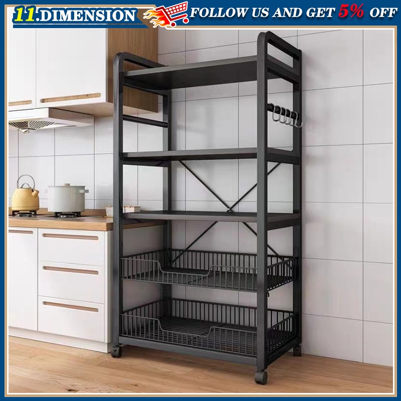 Stainless Steel Kitchen Rack Storage Rack with Wheels Home Multilayer ...