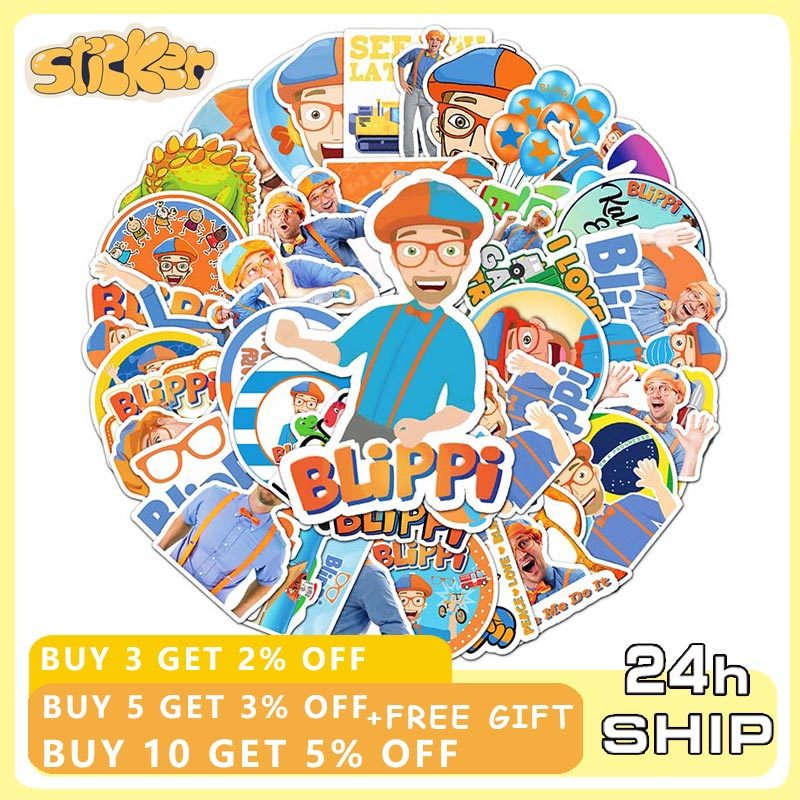 50PCS Blippi Sticker Computer Luggage Guitar Notebook Decoration ...