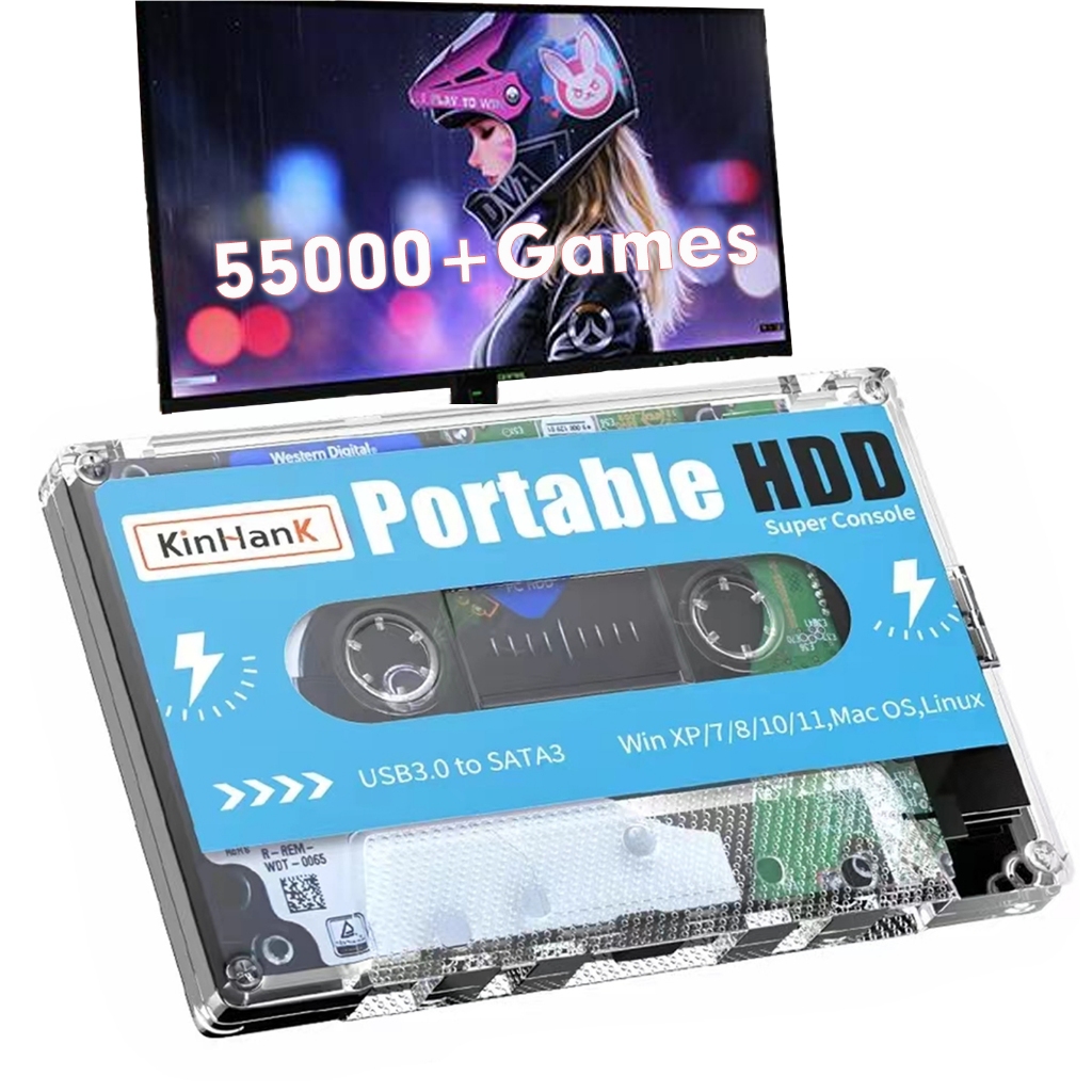 500GB Portable Retro Game Hard Drive, 55000+ Games, Batocera 33 System