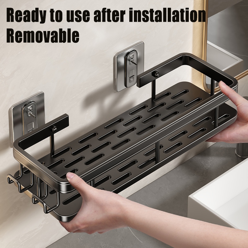 [SG Stock] Bathroom rack toothbrush cosmetics storage rack drill-free ...