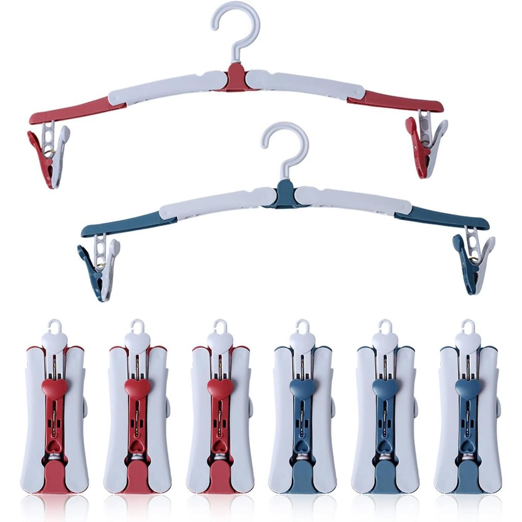 Folding Clothes Hanger, Travel Hangers with Clips 360 Degree Rotating ...