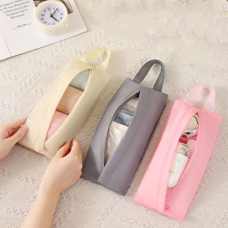 Portable Travel Cosmetic Organizer Bag Folding Zipper Wash Bag Socks ...