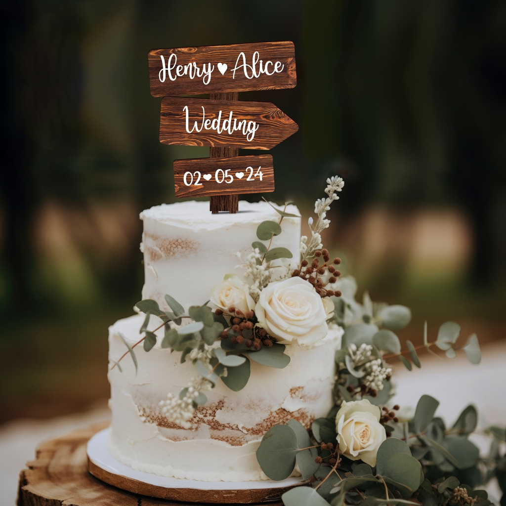 Wooden Wedding Cake Toppers Rustic Wood Happily Ever After Wedding
