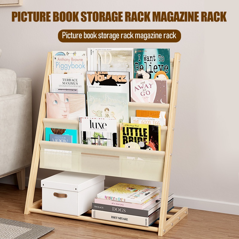 Children Bookshelf Iron Rack Kids Book Shelf 6 Tiers Organizer display ...