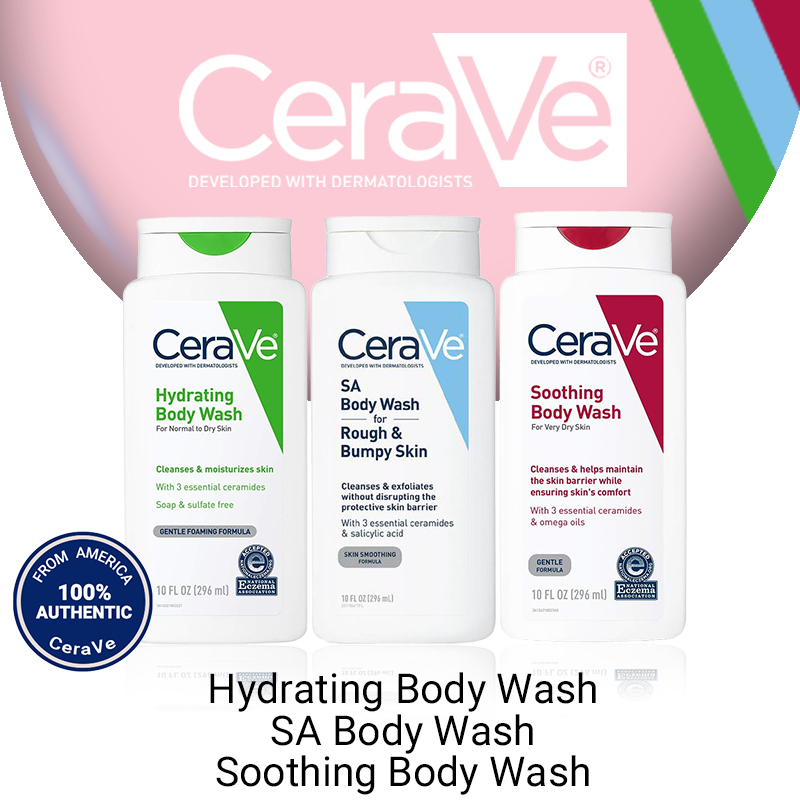 CeraVe SA Body Wash & Hydrating Body Wash & Soothing Body Wash Shopee