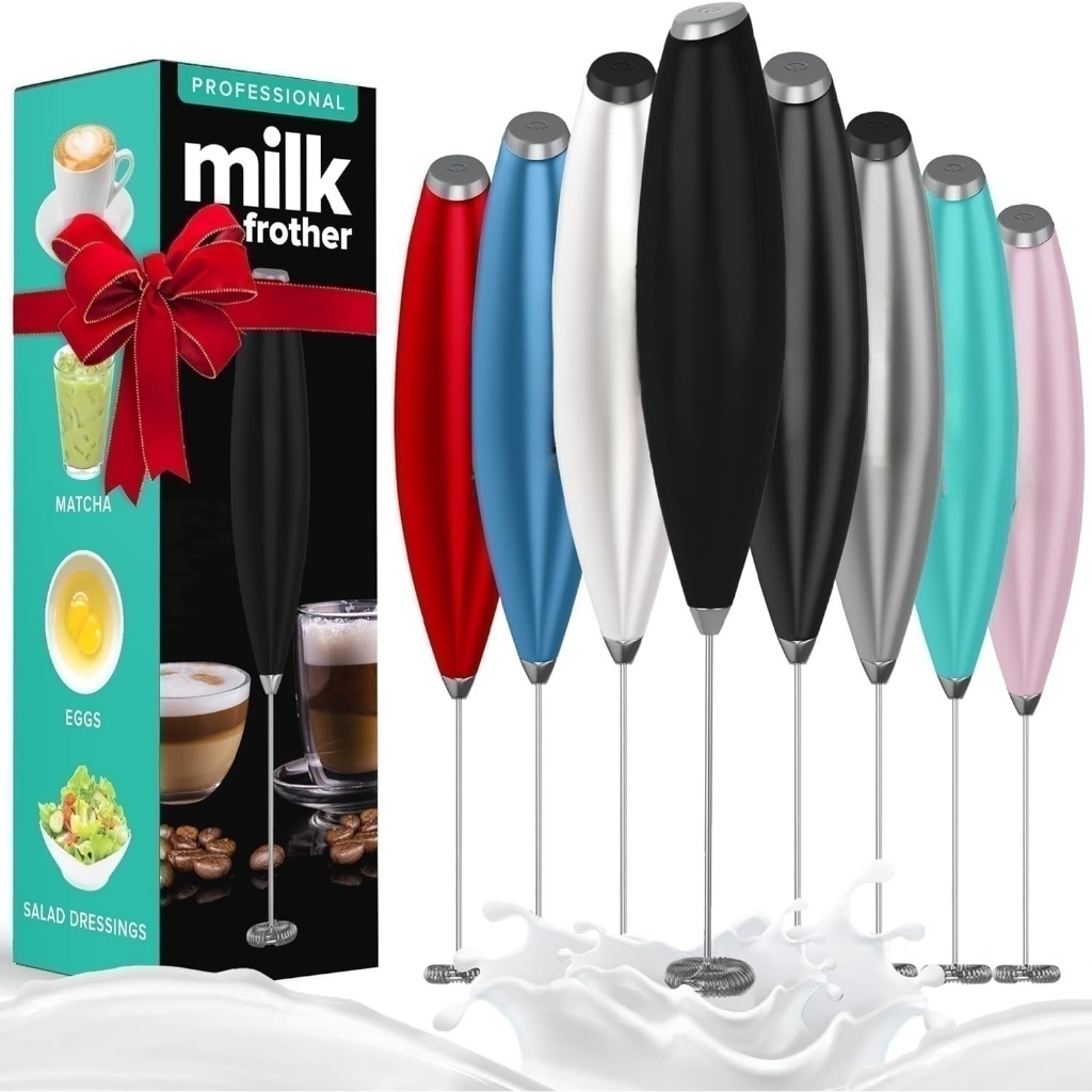 Milk Frother, Rechargeable Handheld Electric Whisk Coffee Frother Mixer With 2 Stainless Whisks, Milk Foam Maker For Cappuccino, Latte, Bulletproof Co | UK