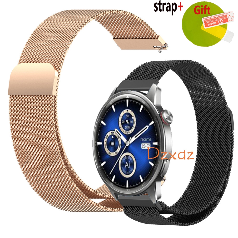 Stainless Steel Realme S Watch Straps Magnetic Metallic 22mm Strap