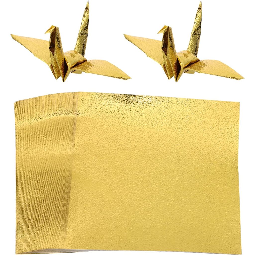 50pcs Origami Paper Shiny Silver/Gold Handmade Folding Paper Metallic ...