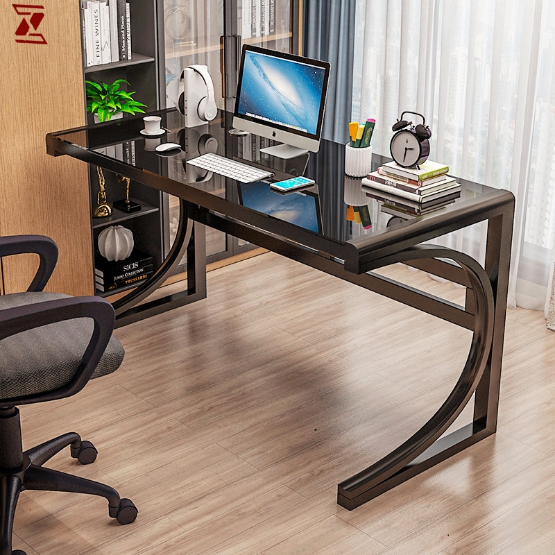 LRJ Computer Table Simple Office Table Tempered Glass Computer Table ...