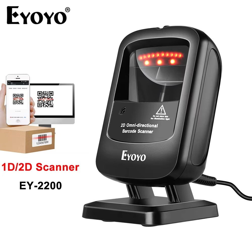 Eyoyo 1D 2D Desktop Barcode Scanner, Omnidirectional Hands-Free USB ...