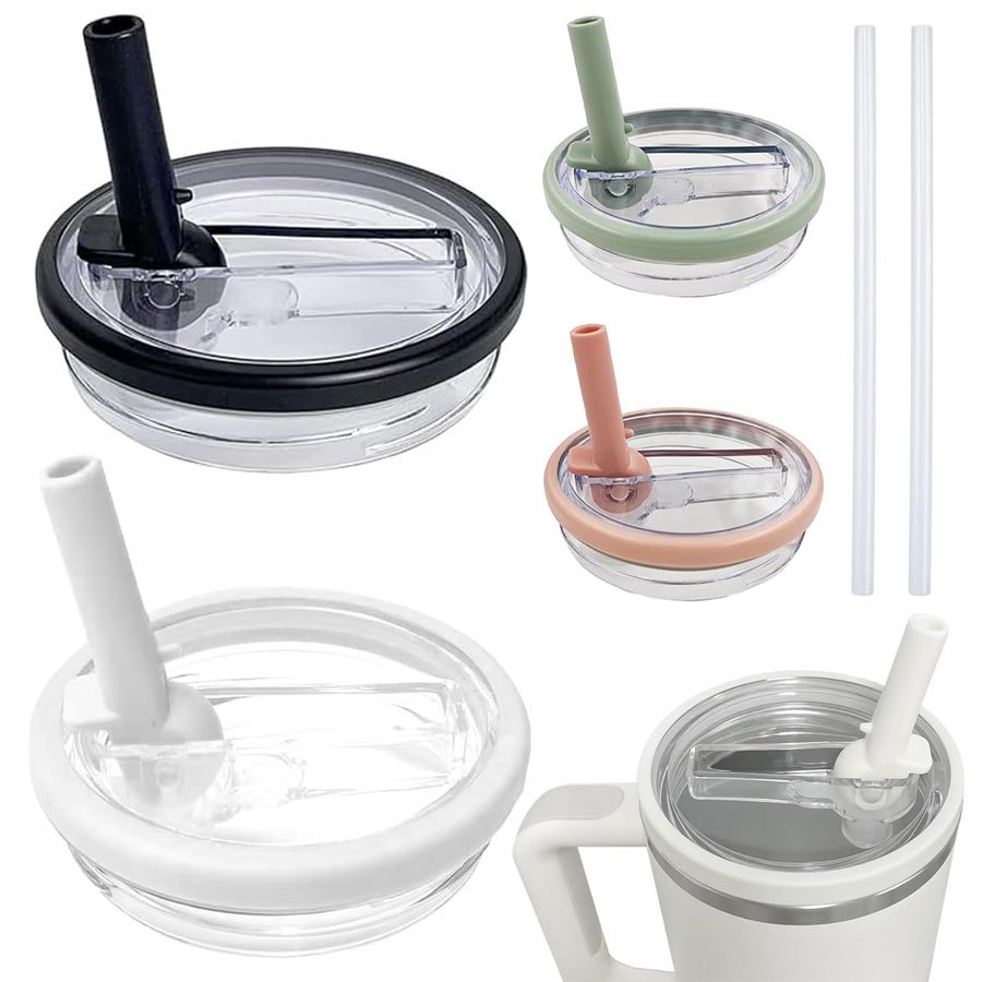 2-Pack Flip Straw Lid Replacement For Stanley 30 Oz Tumbler - Leak Proof, BPA-Free (Black) - View #6