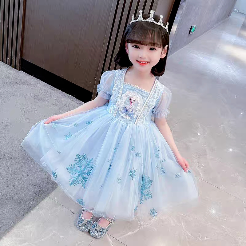Princess Aisha dress Summer Girl's frozen children's Aisha dress summer  short-sleeved girl's gauze skirt | Shopee Singapore